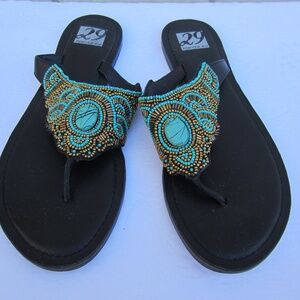 29 Porter Rd Flip Flop Womens size 10 Stones Beaded Jeweled BOHO Beach Vacation